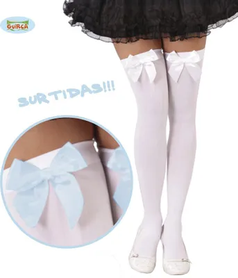 Produktbild von Marquisen Legwear Karneval Strümpfe Schleifen World Book Day Inspiration Glamour Elegant Design Karnevalmode Märchenhafte Optik Verspielte Accessoires Versatile Dekorationen, Farbe: Weiß