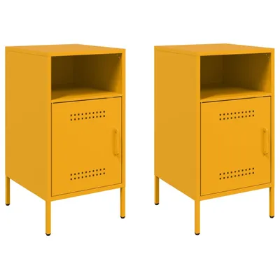 Image de Tables de chevet 2 pcs jaune moutarde 36x39x68 cm acier
