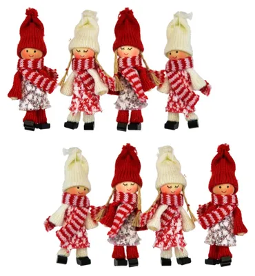 Zdjęcie produktu dla Lalki z dzianiny z nóżkami o wysokości 10 cm, 4 sztuki w pudełku, zestaw 2 sztuk