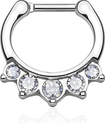 Produktbild von Nasenpiercing Septum Ring Nasenring Piercing Nase Zirkonia Chirurgenstahl Autiga silber-klar
