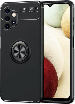 Produktbild von Für Samsung Galaxy A13 - Matt-Schwarze Ringhülle Standfunktion Case Schwarz