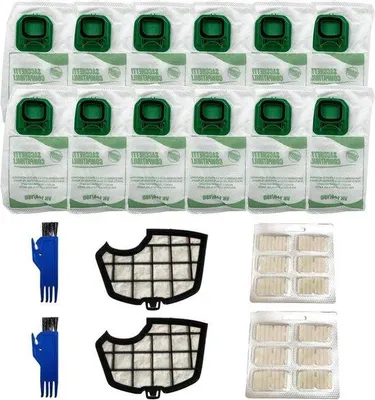 Produktbild von Staubsaugertaschen für VK140 VK150 - 12 Taschen 12 Duftstoffe 2 HEPA-Filter - kompatibel mit Fleece-Filtertaschen
