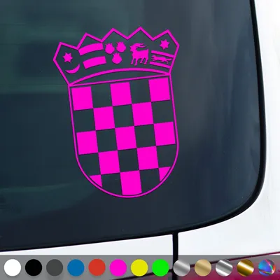 Produktbild von PantherPixel Kroatien Aufkleber Wappen Croatia Hrvatska Sticker Auto Geschenkidee Farbe Neon-Pink