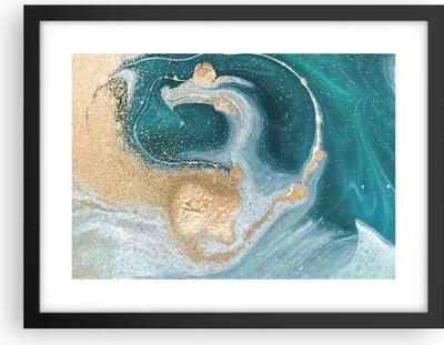 Produktbild von Gerahmtes Poster - Schwarzer Rahmen - Golden Türkis Hintergrund - 40x30 cm - Wand Bild - Wanddeko - Wandbilder - Kunstposter - Wandposter - Bilderrahmen - Bilder - Kunstdruck - P2BAA40x30-4969
