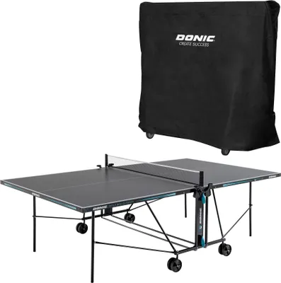 Produktbild von DONIC Outdoor + Indoor Tischtennisplatte Style 600, inkl. Abdeckhülle, wetterfest, klappbar, inkl. Netz, mit Ball- und Schlägerhalterung, Profi-Tisch