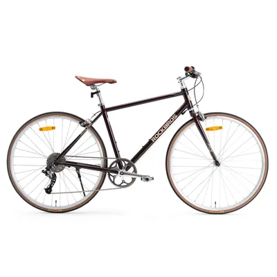 Immagine prodotto di ROCKBROS ATS Citybike Retro, bicicletta da città in alluminio con manubrio piatto, ruote da 700C, 10 velocità, ideale per il pendolarismo, freni a cerchio, colore marrone scuro, taglia L