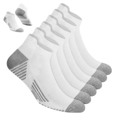 Immagine prodotto di Calzini sportivi da uomo, alla caviglia, in cotone, confezione da 6 paia, taglia 47-50, colore bianco