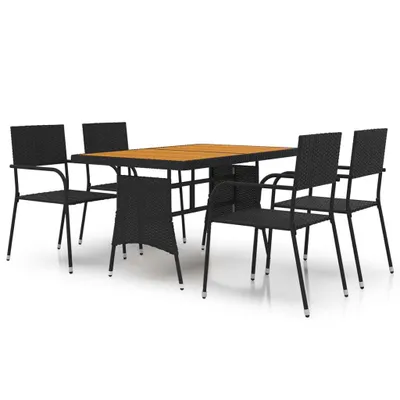Image de vidaXL Ensemble de jardin 5 pièces Poly rotin noir