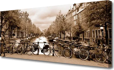 Produktbild von Tulup Leinwand-Bilder 125x50 Wandbild Canvas Kunstdruck Fluss Fahrrad Bäume Landschaft