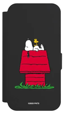 Produktbild von NIVOCASE Klapphülle für Apple iPhone 15 Pro  Handyhülle aus Kunst Leder NIVOflip schwarz Hund Peanuts Snoopy