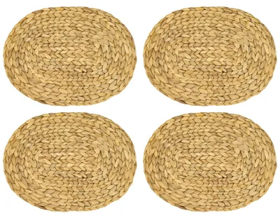 Ovales Tischset geflochten aus Wasserhyazinthe als 4er Set von HMF 40 x 30 cm