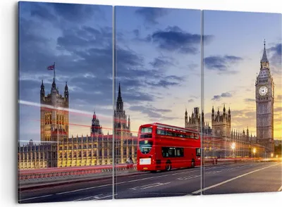 Produktbild von Bild auf Leinwand - Leinwandbild - London Bus - 105x70cm - Wand Bild - Wanddeko - Wandbilder - Leinwanddruck - Bilder - Kunstdruck - Wanddekoration - Leinwand bilder - Wandkunst - CE105x70-3592