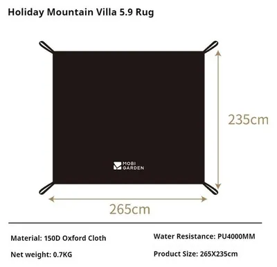 Produktbild von Holiday Mountain Residence 5.9 - Zeltunterlage für 3-4 Personen - 150D Oxford - wasserdicht 4000 mm Wassersäule - 265x235 cm - ultraleicht 0,7 kg