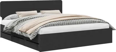 Produktbild von vidaXL Bettrahmen mit Schubladen Schwarz 200 x 200 cm Holzwerkstoff