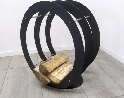 Produktbild von Brennholzkorb Kaminholzständer Kaminholzregal Schwarz Reifen Feuerholzkorb Holzlege
