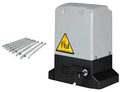 Image de Motorisation électrique pour portail coulissant, charge maximale 800 kg, puissance du moteur 370 W, tension 220 V CA, longueur de la crémaillère 0,5 m, nombre de crémaillères 8