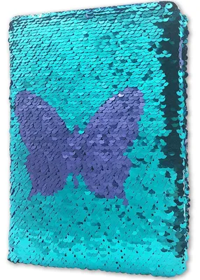 Produktbild von Wendepaillette Tagebuch Mädchen A5 Liniert 80 Blätter Schmetterling Blau 20,5x14cm Hardcover