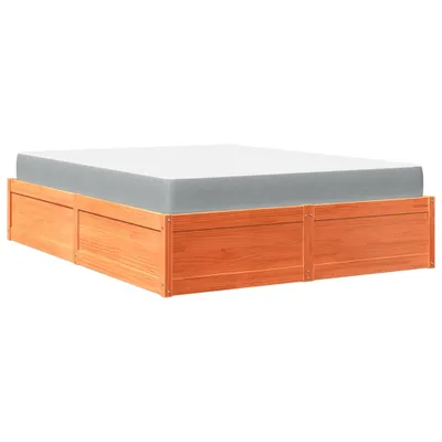 Productafbeelding van vidaXL Bed met matras, wasbruin, 160x200 cm, massief grenenhout