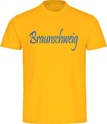 Produktbild von multifanshop Kinder T-Shirt - Braunschweig - Schriftzug, gelb, Größe 164