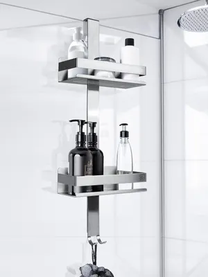 Image de Étagère de douche suspendue avec 2 paniers de rangement, en acier inoxydable