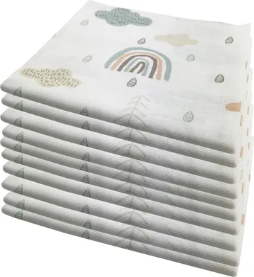Produktbild von 10x Odpudzovacie plienky z bavlny pre bábätká 80x70 cm | ÖKO-TEX , Oblaky (10 zelená)