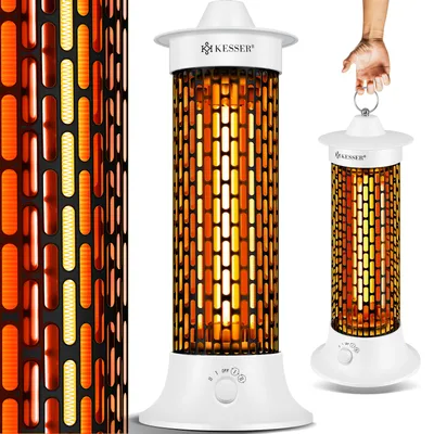 Immagine prodotto di Riscaldatore a infrarossi da pavimento KESSER®, riscaldatore da 1200 W, riscaldamento ad alta efficienza energetica per interni con oscillazione a 360°, riscaldatore a infrarossi da pavimento, riscaldamento elettrico IP55, riscaldatore da terrazza
