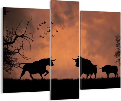 Produktbild von Bild auf Leinwand - Leinwandbild - Tier wütend Stier - 95x80cm - Wand Bild - Wanddeko - Wandbilder - Leinwanddruck - Bilder - Kunstdruck - Wanddekoration - Leinwand bilder - Wandkunst - CB95x80-0494