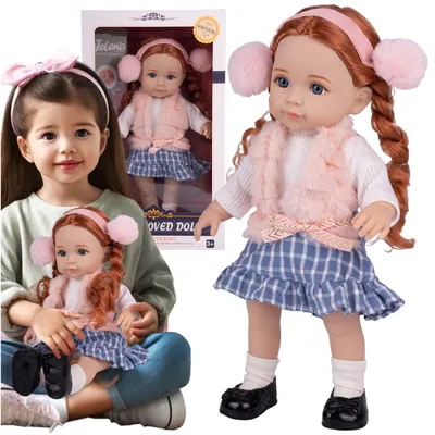 Produktbild von Malplay Mädchenpuppe Langes Rote Haar Rock 36cm bewegliche Arme Beine Gehörschutz ab 3 Jahren