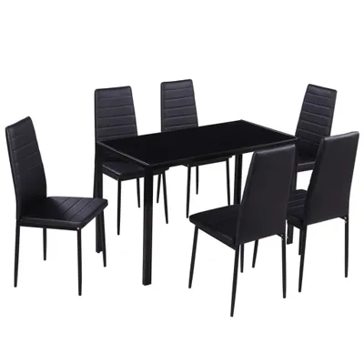 Produktbild von vidaXL 7-tlg. Essgruppe Schwarz