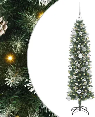 Zdjęcie produktu dla vidaXL Sztuczna smukła choinka zielono-biała 150 cm