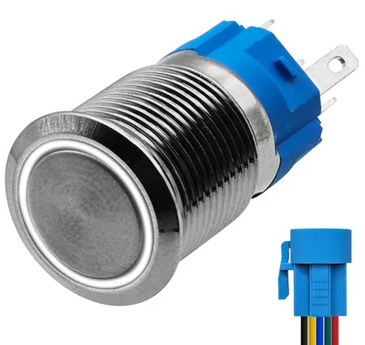 Produktbild von ProRide Drucktaster 16 mm 220 V ON/OFF mit weißer LED spritzwassergeschützt