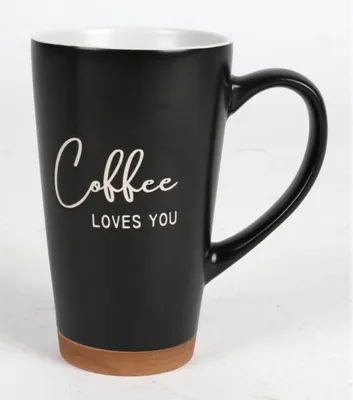 Produktbild von XXL Porzellan-Kaffeebecher 400 ml – matt schwarz / matt weiß, verschiedene Sprüche & Farben, großer moderner Becher aus Porzellan, perfekt für Kaffee, Tee, Büro & Alltag