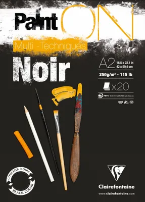 Produktbild von Clairefontaine Block A2, kopfseitig geleimt, 20 Blatt, 250g, schwarz - 975171C