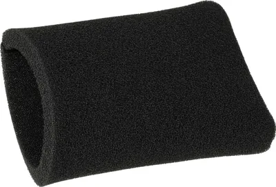 A black foam filter on a white background.