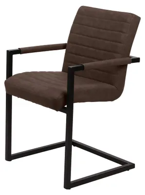 Polsterstuhl mit Armlehnen, Kunstleder, Braun, 54,5x62,5x87 cm
