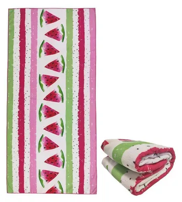Produktbild von Strandtuch Mikrofaser Rosa Gestreift 76 x 152 cm Schnelltrocknend Sandfrei