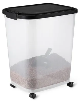 Obrázok produktu pre Nádoba na krmivo pre zvieratá Amazon Basics, 15,8 kg, priehľadná a čierna