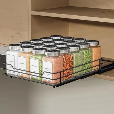 Produktbild von Famanu Kräuterregal ausziehbar - schwarz - platzsparend - Küchenorganizer