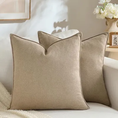 Obrázek produktu pro Elzusha – Sada dvou povlaků na polštáře, barva taupe, rozměr 65 x 65 cm
