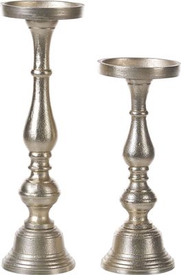 BELIANI Kerzenständer 2er Set Gold Aluminium Modernes Klassiches Design Handgefertigt Verschiedene Größen Tischdeko Deko Haushalt & Wohnen