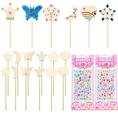 Produktbild von Bastelset mit 12 Teilen – Kreatives Bastelset – Schmetterlinge zum Aufkleben auf Holz – Handwerksprojekt – Geschenk zum Geburtstag – Geeignet für Kinder – Bastelset