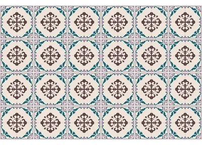 Immagine prodotto di Adesivi autoadesivi effetto piastrelle per cucina e bagno – 24 adesivi effetto piastrelle di cemento in stile azulejos – 24 adesivi 10 x 10 cm