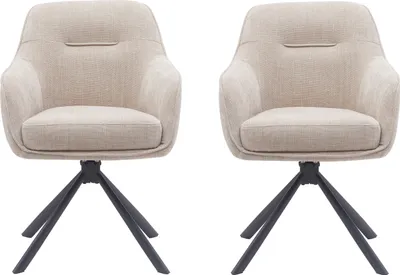 Produktbild von Armlehnstuhl >Avola< (2er-Set) Federkern, Drehfunktion, leinen-beige - 57x87x65 (BxHxT)