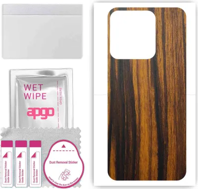 Produktbild von apgo Rückseite Schutzfolie, Skin, kompatibel mit Tecno Spark 8, Hinten Displayschutzfolie aus Vinylfolie, kratzfest, einfache Montage - Tigerwood
