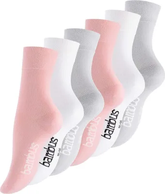 Produktbild von Vincent Creation® Damen "BAMBUS" Socken 6 Paar 39-42 Rosa/Weiss/Grau