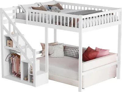 Image de Lit d'enfant - Lit simple 90 × 200 cm - En bois - Avec barrière de sécurité - 1 tiroir - Design moderne et minimaliste