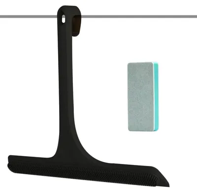 Produktbild von Duschabzieher Breit mit Haken, Streifenfrei, Silikon, 2-in-1 Reinigung