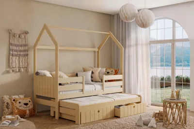Obrázek produktu pro Domečková postel s přistýlkou 80x180 VANORA 1 - borovice