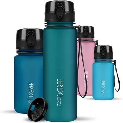 Produktbild von Famanu Trinkflasche 500ml mit Fruchtfilter, SoftTouch - BPA-frei, auslaufsicher, wiederverwendbar - Sportflasche für Kinder, Schule, Sport, Fahrrad