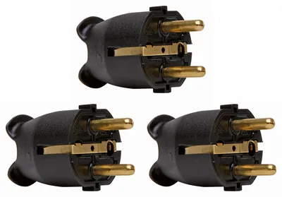 Productafbeelding van Stekker + RA - Recht en Haaks - 16A 250V - Zwart - set van 3 stuks, AI-gegenereerde afbeelding